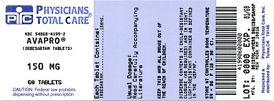 Avapro 150 mg Bottle Label - 150mg package label